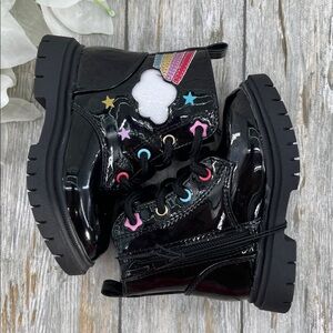 Baby Girl Patent Boots Lace up Bootie Shoes Size 5